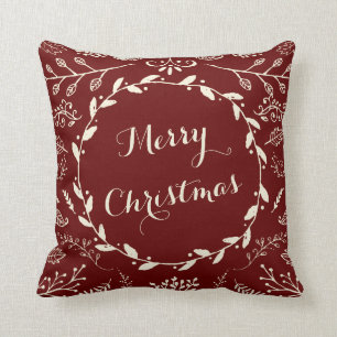 Rustic Woodland Christmas Holiday Bendel Throw Pillow