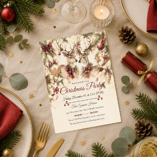 Rustic Woodland Christmas Party Invitation