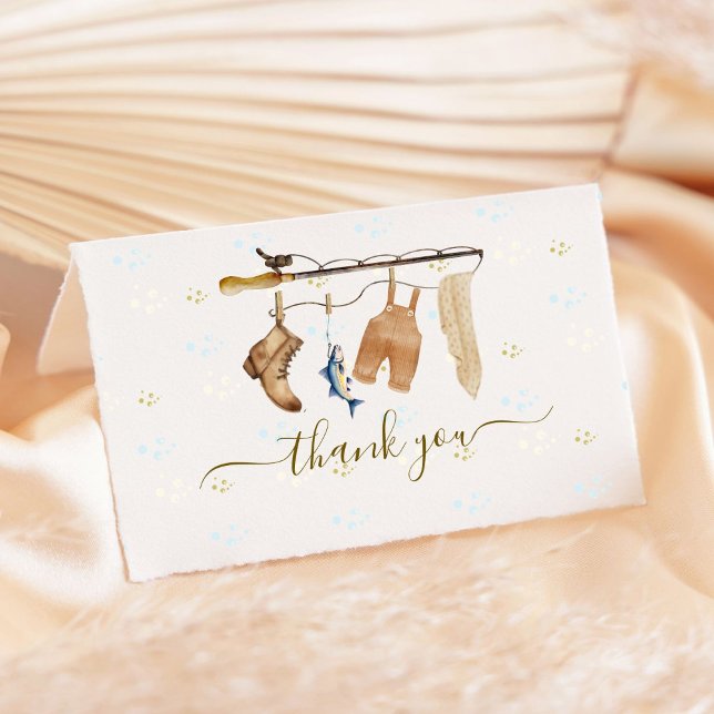 Rustic Woodland Clothesline Fishing Baby Thank You (Creator Uploaded)