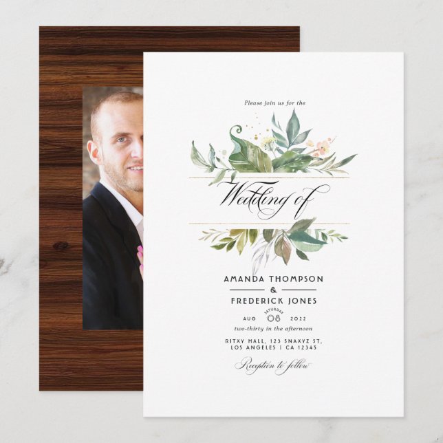 Rustic Woodland Country Barn Wedding Photo Invitation (Front/Back)
