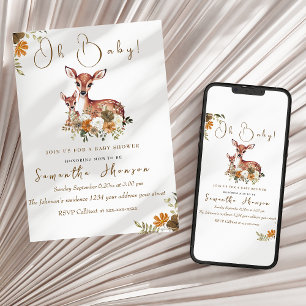 Rustic Woodland Deer baby shower Invitation