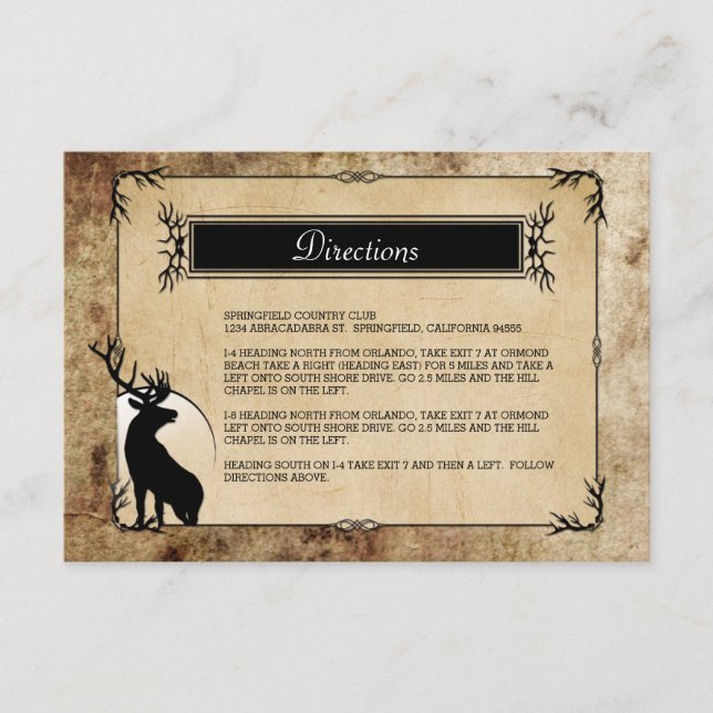 Rustic Woodland Deer Direction Enclosure Card (Front)
