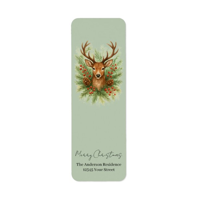 Rustic Woodland Deer Head with Winter Foliage -  (Devant)