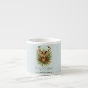 Rustic Woodland Deer Head with Winter Foliage -  Espresso Cup