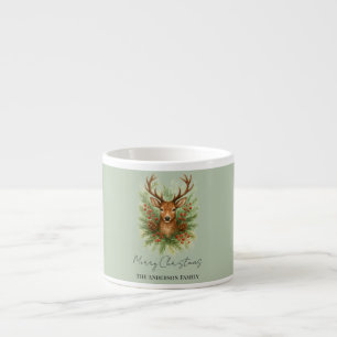Rustic Woodland Deer Head with Winter Foliage - Espresso Cup