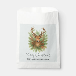 Rustic Woodland Deer Head with Winter Foliage - Favour Bag