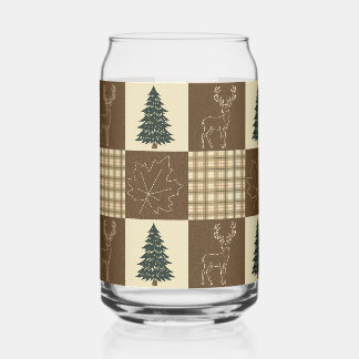 Rustic Woodland Deer Vintage Cabincore Forest Can Glass