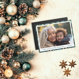 Rustic Woodland Family Christmas Photo Magnet