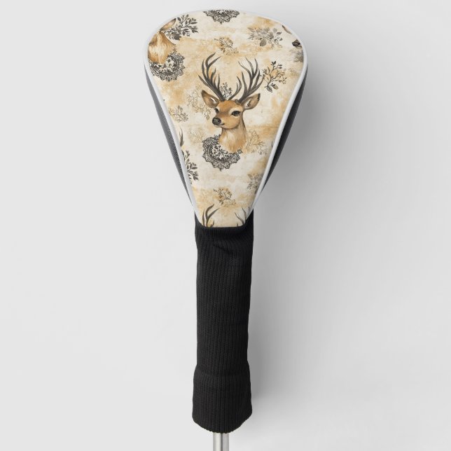 Rustic Woodland Fawn Pattern Golf Head Cover (Front)