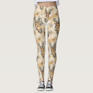 Rustic Woodland Fawn Pattern Leggings