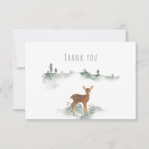 Rustic Woodland Fawn Watercolor Baby Shower Thank You Card