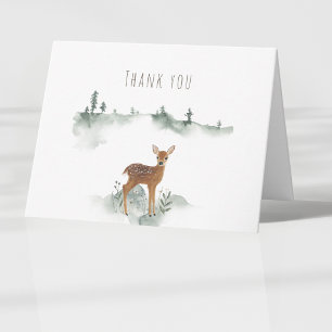 Rustic Woodland Fawn Watercolor Baby Shower Thank You Card