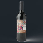 Rustic Woodland floral Christmas Photo Wine Label<br><div class="desc">This is a great idea for newlyweds,  newly engaged favours or gifts. As well as gift for grandparents or auntie and uncle. It can be personalized with your photography. Easy to edit text.</div>