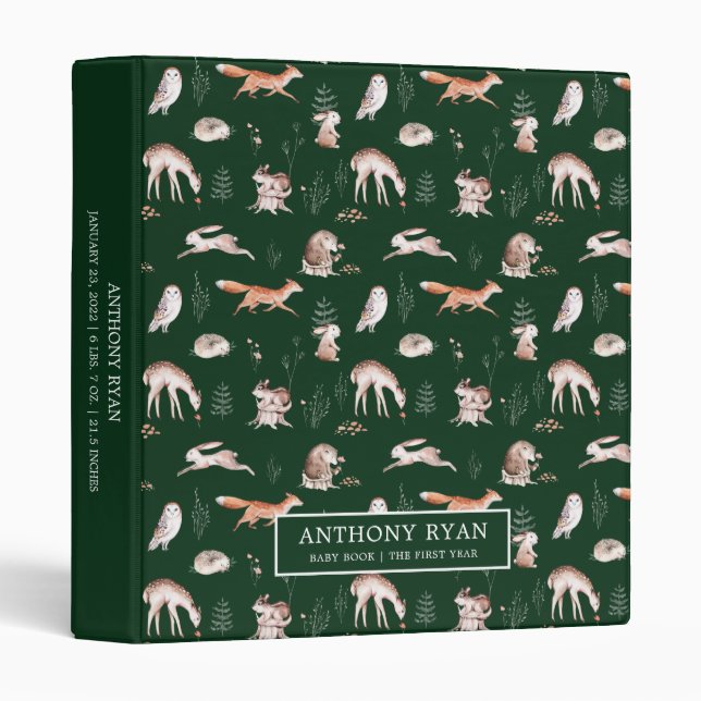 Rustic Woodland Forest Animals Baby Photo Album   Binder (Front/Spine)