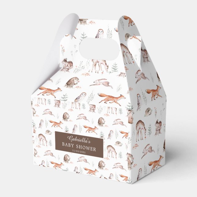Rustic Woodland Forest Animals Baby Shower Favor Box (Front Side)