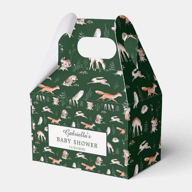 Rustic Woodland Forest Animals Baby Shower Favour  Favor Box (Front Side)