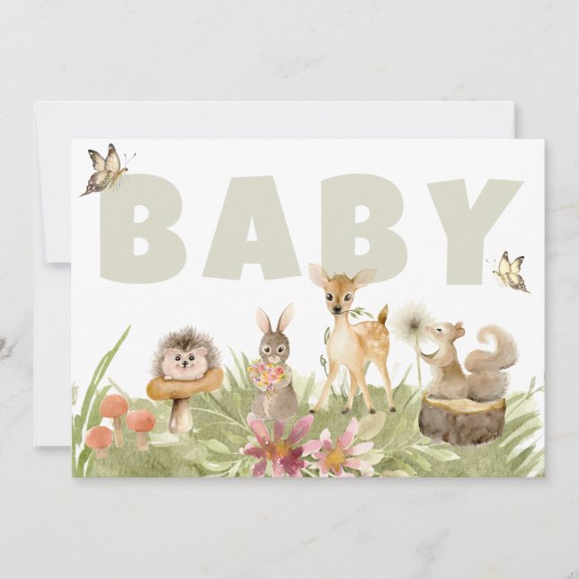 *~* Rustic Woodland Forest Animals Baby Shower Invitation (Front)