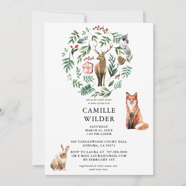Rustic Woodland Forest Animals Invitation (Front)