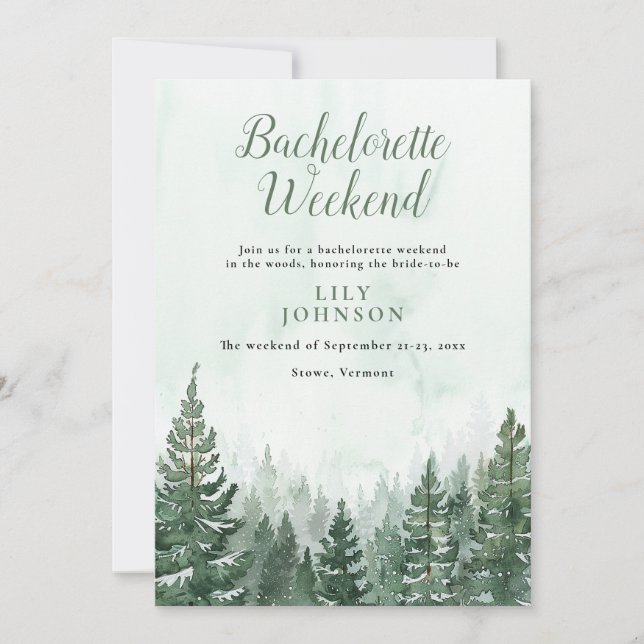 Rustic Woodland Forest Camp Bachelorette Weekend Invitation (Front)