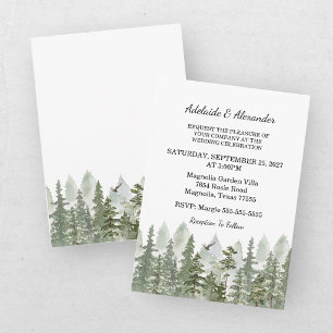 Rustic Woodland Forest Green Wedding Invitation