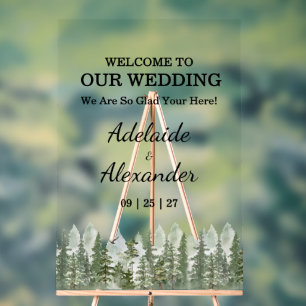 Rustic Woodland Forest Green Welcome Wedding Acrylic Sign