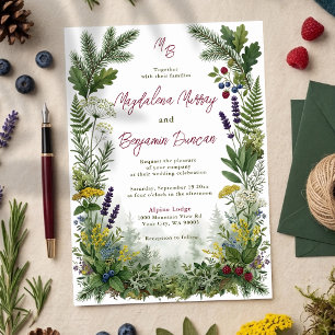 Rustic Woodland Forest Greenery Mountain Wedding Invitation