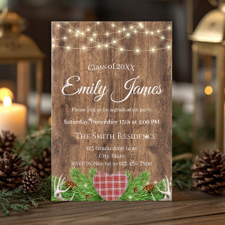 Rustic Woodland Graduation Party Invitation | Deer