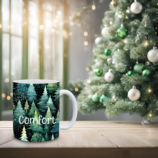 Rustic Woodland Green Christmas Coffee Mug