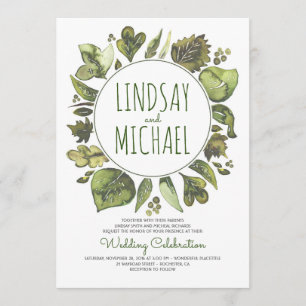 Rustic Woodland Greenery Modern Wedding Invitation