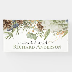 Rustic Woodland Greenery with Pinecones Banner