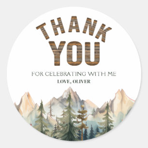 Rustic Woodland Happy Camper Thank You Party Stick Classic Round Sticker