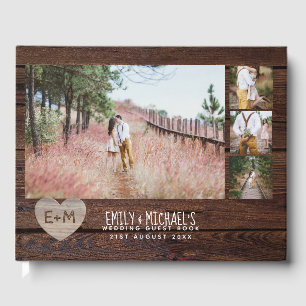 Rustic Woodland Heart PHOTO Wedding Bridal Shower Guest Book