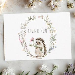 Rustic Woodland Hedgehog Watercolor Baby Shower Thank You Card