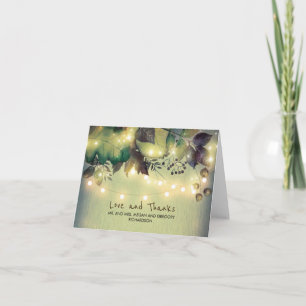Rustic Woodland Leaves Wedding Thank You Card