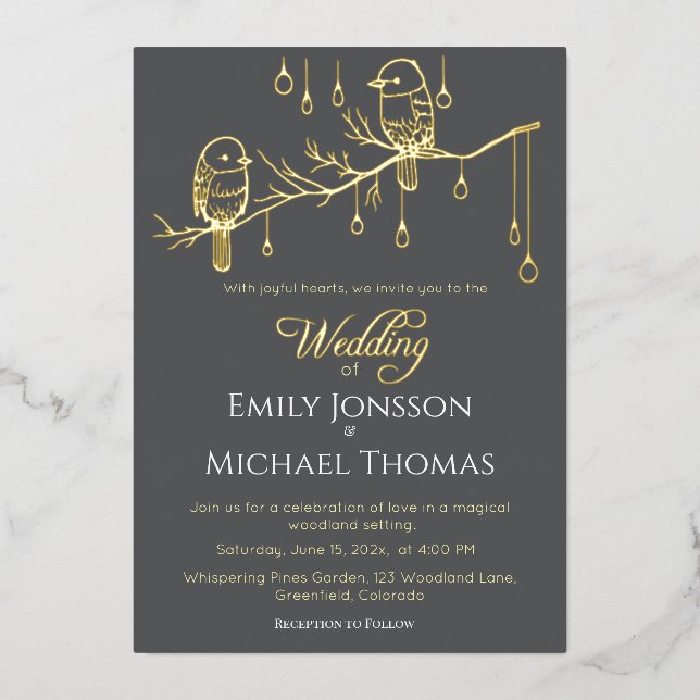 Rustic Woodland Love Birds  Romantic Wedding  (Front)