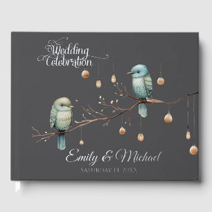 Rustic Woodland Love Birds  Romantic Wedding  Guest Book