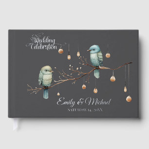 Rustic Woodland Love Birds  Romantic Wedding  Guest Book