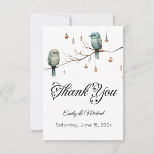 Rustic Woodland Love Birds  Romantic Wedding  Thank You Card