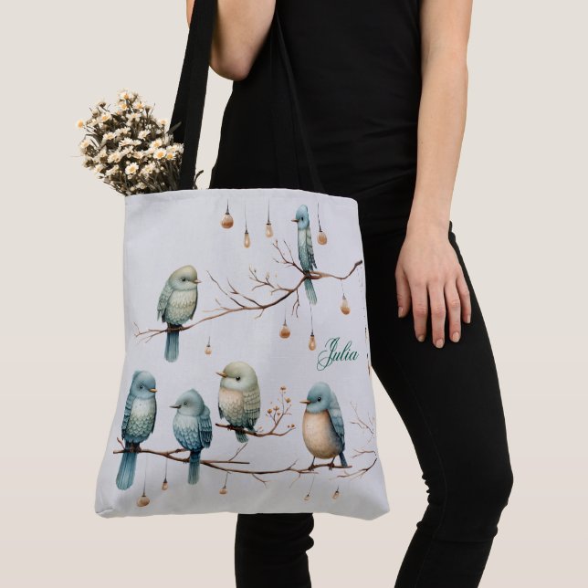 Rustic Woodland Love Birds  Romantic Wedding  Tote Bag (Close Up)