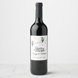 Rustic Woodland Love Birds  Romantic Wedding  Wine Label