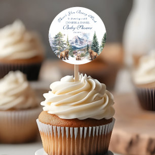 Rustic Woodland Mountain Bear Baby Shower Thank  Classic Round Sticker