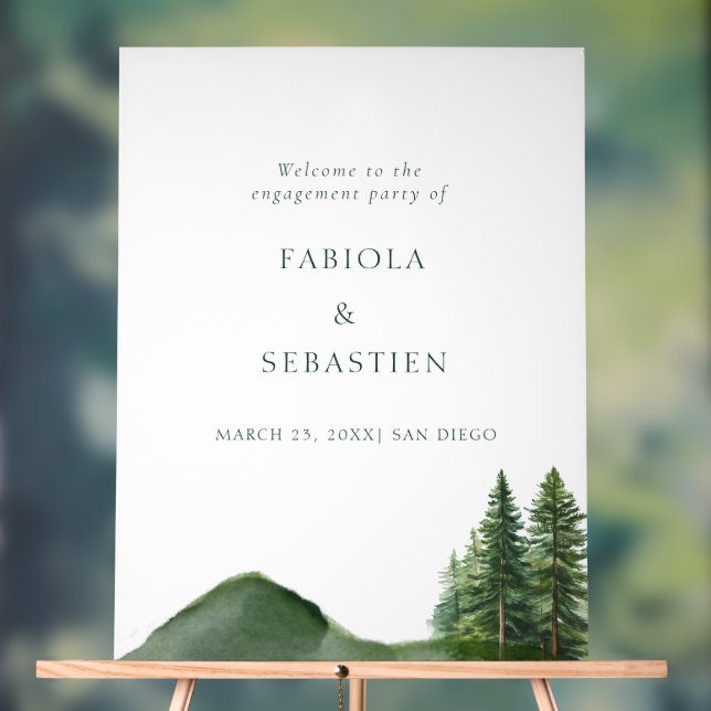 Rustic Woodland Mountain Forest Engagemen Welcome  Acrylic Sign (Neutral)