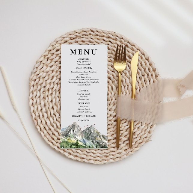 Rustic Woodland Mountain Forest Pine Wedding  Menu (Creator Uploaded)