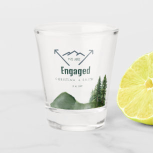 Rustic Woodland Mountain Forest Pine Wedding Shot Glass