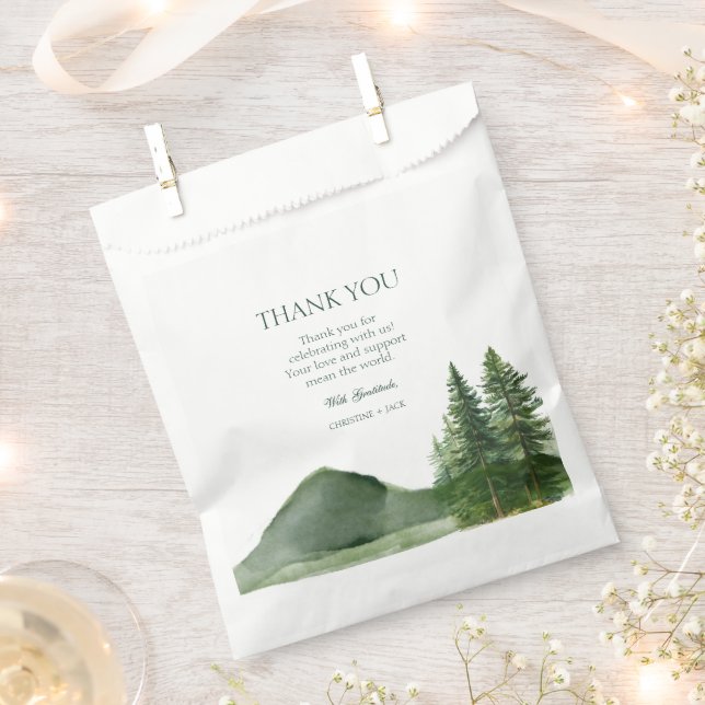 Rustic Woodland Mountain Forest Pine Wedding Thank Favour Bag (Clipped)