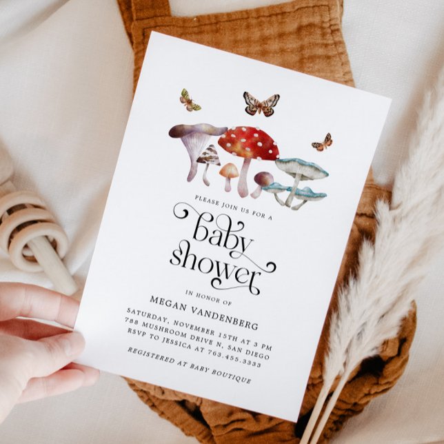 Rustic Woodland Mushroom Baby Shower Invitation (Creator Uploaded)