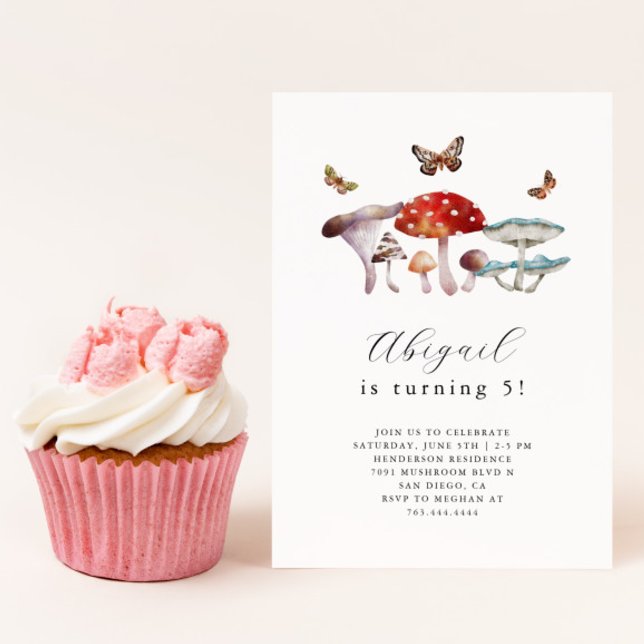 Rustic Woodland Mushroom Birthday Party Invitation (Creator Uploaded)
