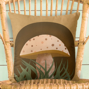Rustic Woodland Mushroom Cute Throw Pillow