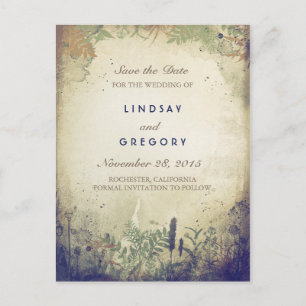 Rustic Woodland Navy Enregistrer la date Cartes po
