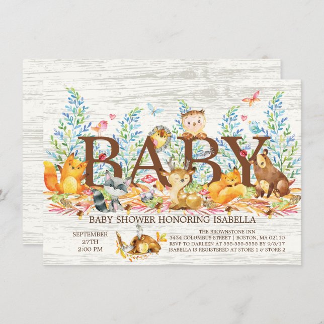 Rustic Woodland Neutral Baby Shower Invitation (Front/Back)